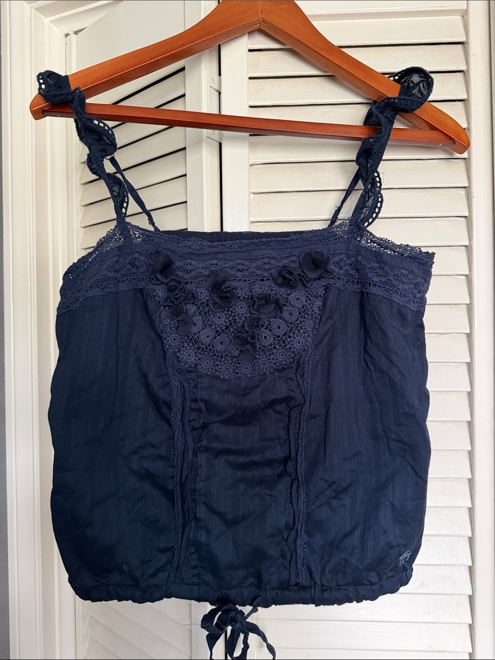 Abercrombie & Fitch Navy Crochet Lace Tank